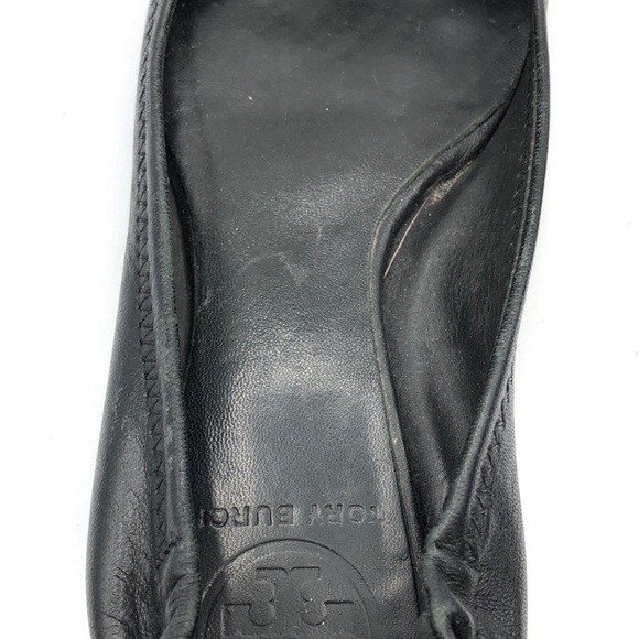 Tory Burch Leather Ballet Flats  Shiny Logo Emblem 5M - Picture 7 of 7